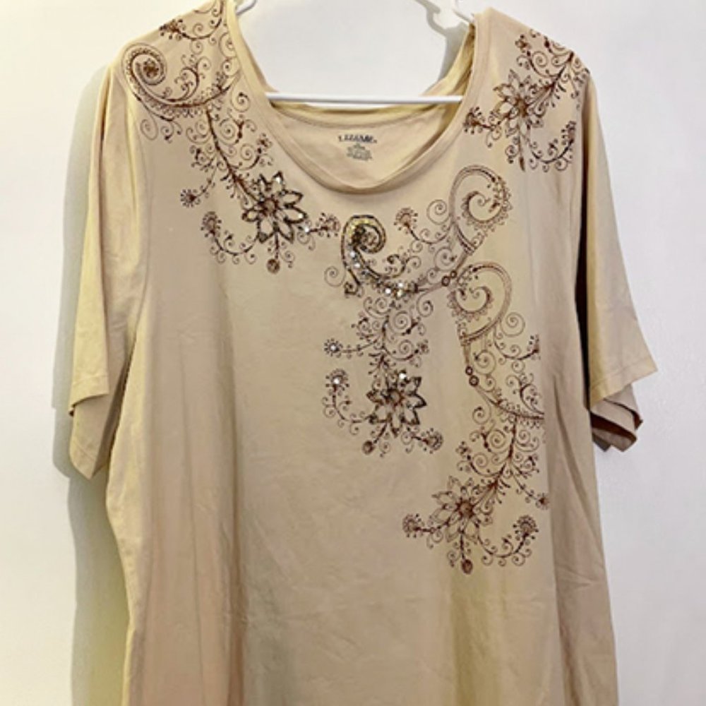 1X Liz & Me Beaded T-Shirt